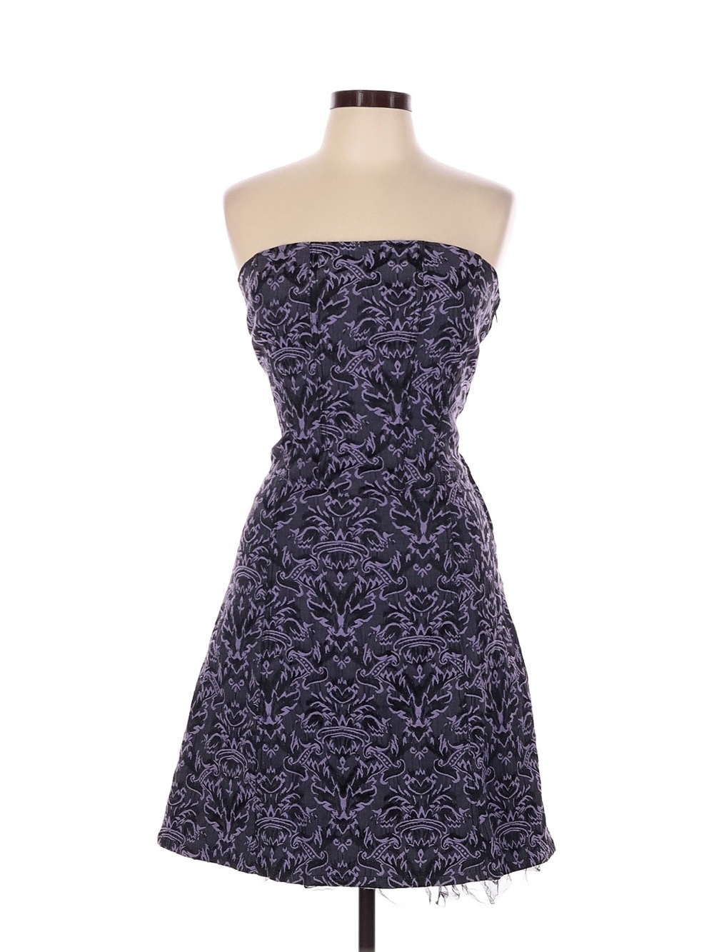 TRIPP NYC JACQUARD CORSET LACE UP DRESS Sz L PURPLE BLACK TULLE STRAPLESS Y2K